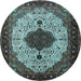 Round Medallion Light Blue Traditional Rug, tr1505lblu