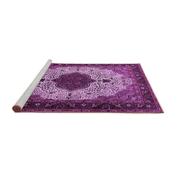 Sideview of Machine Washable Medallion Purple Traditional Area Rugs, wshtr1505pur