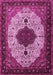 Machine Washable Medallion Pink Traditional Rug, wshtr1505pnk