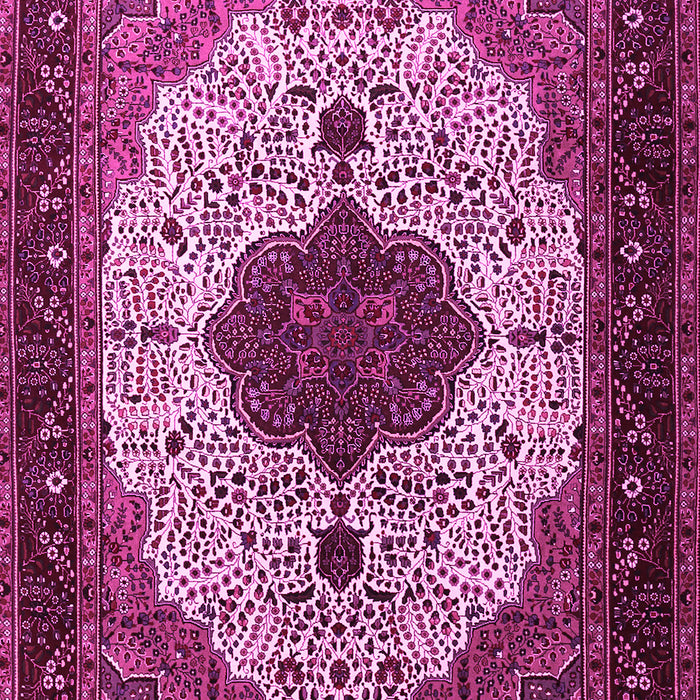 Machine Washable Medallion Pink Traditional Rug, wshtr1505pnk