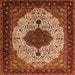 Serging Thickness of Medallion Orange Traditional Rug, tr1505org