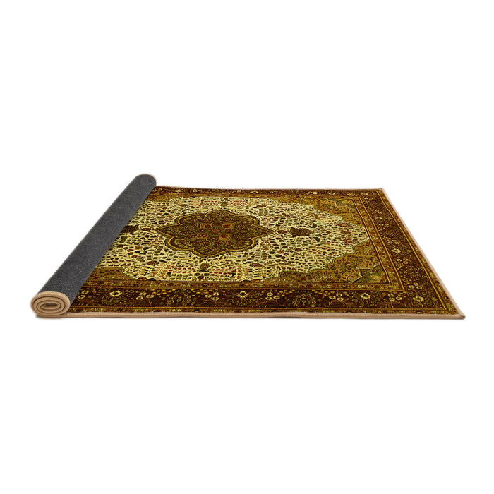 Sideview of Medallion Yellow Traditional Rug, tr1505yw