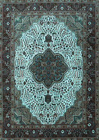 Medallion Light Blue Traditional Rug, tr1505lblu