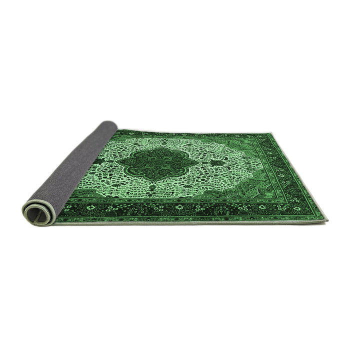 Sideview of Medallion Emerald Green Traditional Rug, tr1505emgrn