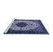 Sideview of Machine Washable Medallion Blue Traditional Rug, wshtr1505blu