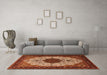 Machine Washable Medallion Orange Traditional Area Rugs in a Living Room, wshtr1505org