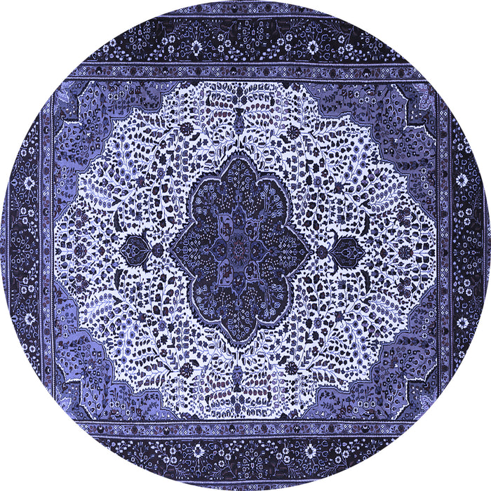 Round Medallion Blue Traditional Rug, tr1505blu