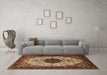 Machine Washable Medallion Brown Traditional Rug in a Living Room,, wshtr1505brn