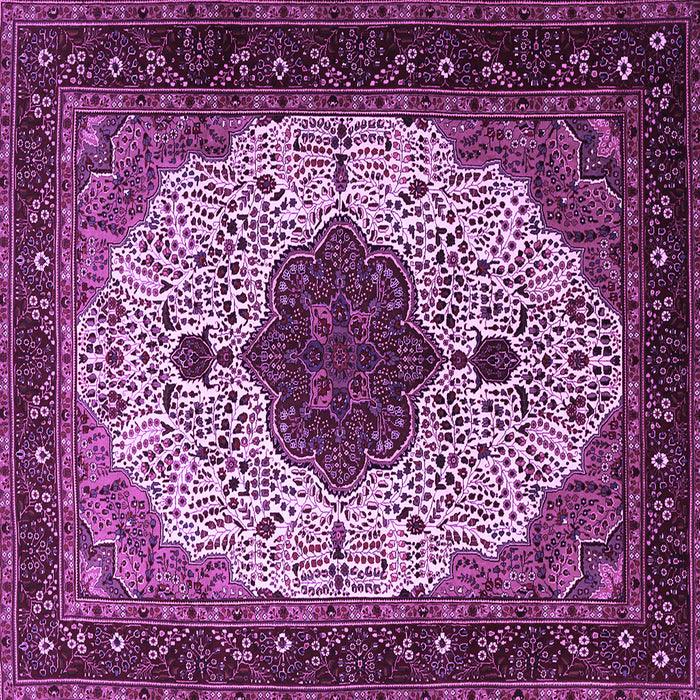 Square Machine Washable Medallion Purple Traditional Area Rugs, wshtr1505pur