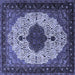 Square Medallion Blue Traditional Rug, tr1505blu