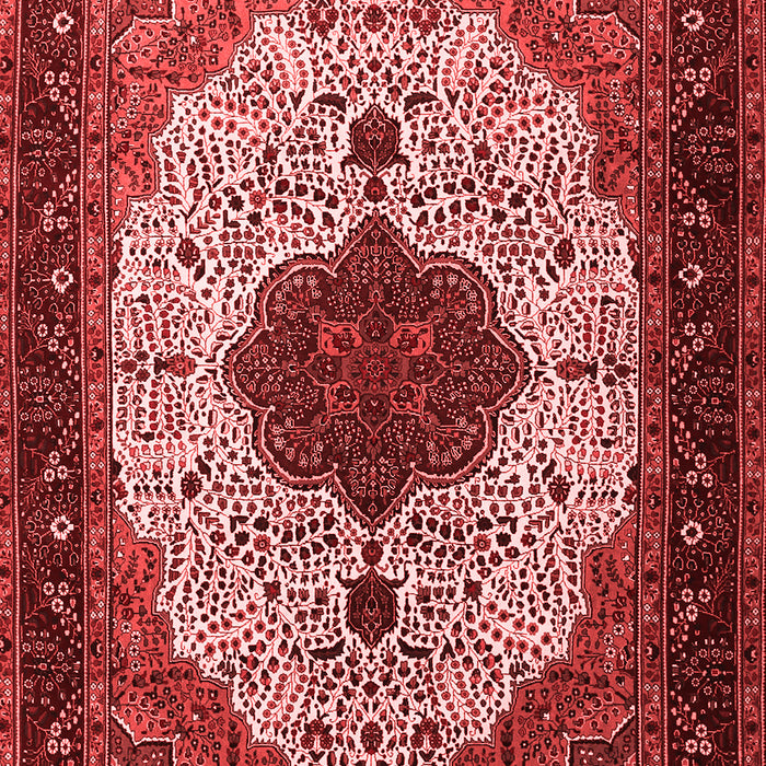 Machine Washable Medallion Red Traditional Rug, wshtr1505red