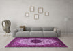 Machine Washable Medallion Purple Traditional Area Rugs in a Living Room, wshtr1505pur