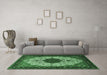 Machine Washable Medallion Emerald Green Traditional Area Rugs in a Living Room,, wshtr1505emgrn