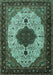 Machine Washable Medallion Turquoise Traditional Area Rugs, wshtr1505turq