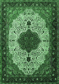 Medallion Emerald Green Traditional Rug, tr1505emgrn