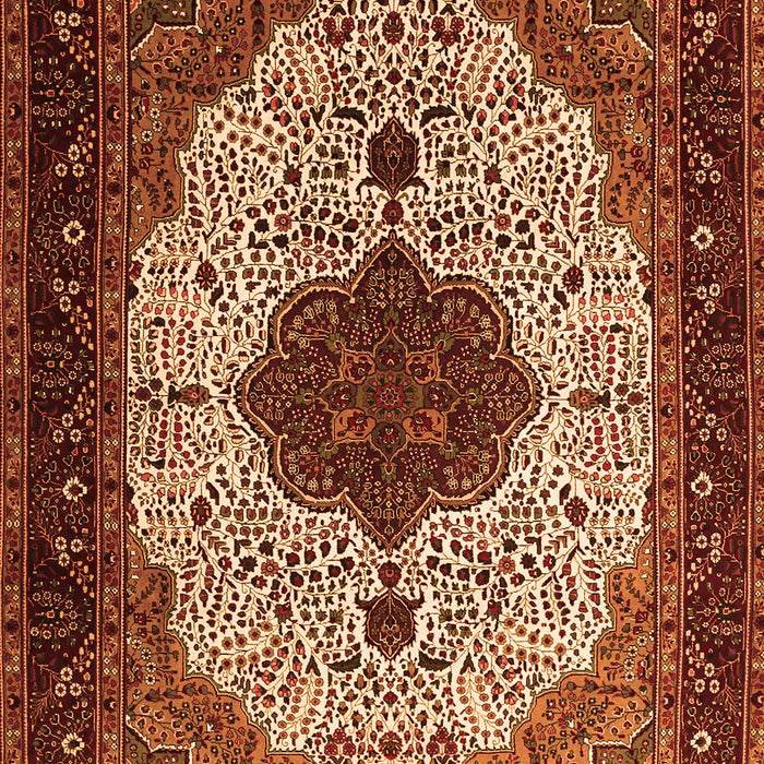 Serging Thickness of Machine Washable Medallion Orange Traditional Area Rugs, wshtr1505org