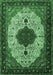 Machine Washable Medallion Emerald Green Traditional Area Rugs, wshtr1505emgrn