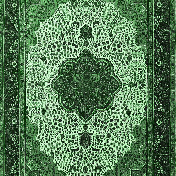 Machine Washable Medallion Emerald Green Traditional Area Rugs, wshtr1505emgrn