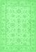 Machine Washable Oriental Emerald Green Traditional Area Rugs, wshtr1506emgrn