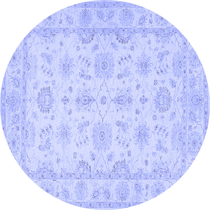 Round Oriental Blue Traditional Rug, tr1506blu