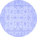 Round Oriental Blue Traditional Rug, tr1506blu