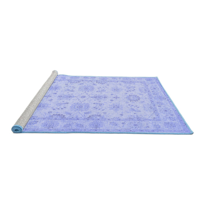 Sideview of Machine Washable Oriental Blue Traditional Rug, wshtr1506blu