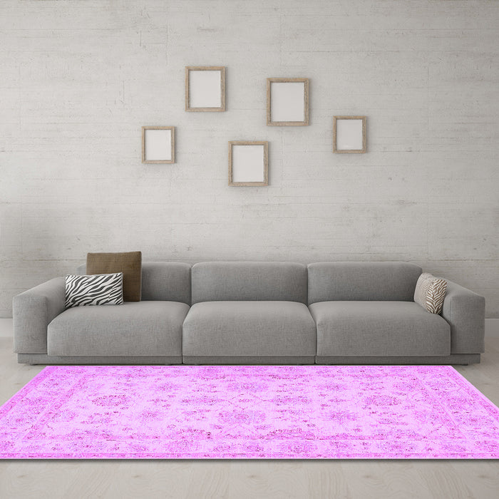 Machine Washable Oriental Purple Traditional Area Rugs in a Living Room, wshtr1506pur