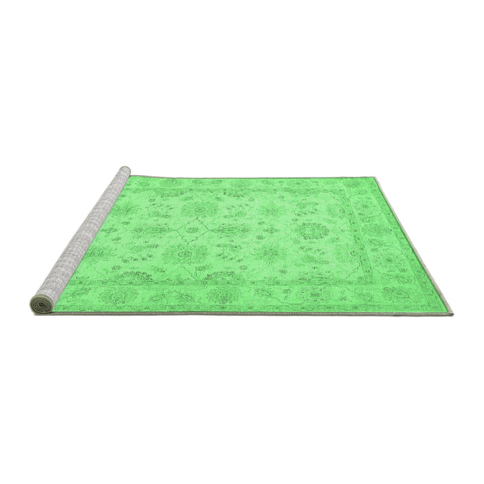 Sideview of Machine Washable Oriental Emerald Green Traditional Area Rugs, wshtr1506emgrn