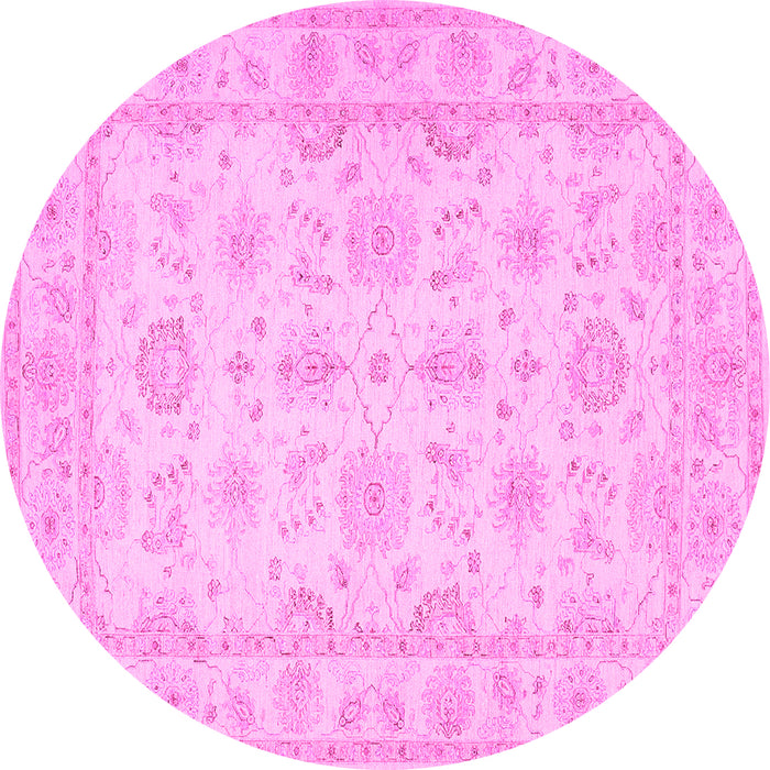 Round Machine Washable Oriental Pink Traditional Rug, wshtr1506pnk
