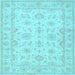 Square Oriental Light Blue Traditional Rug, tr1506lblu