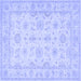 Square Machine Washable Oriental Blue Traditional Rug, wshtr1506blu