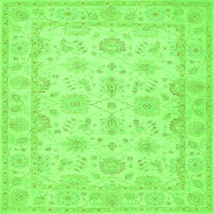 Round Machine Washable Oriental Green Traditional Area Rugs, wshtr1506grn