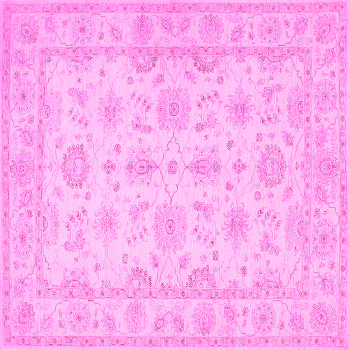 Square Machine Washable Oriental Pink Traditional Rug, wshtr1506pnk