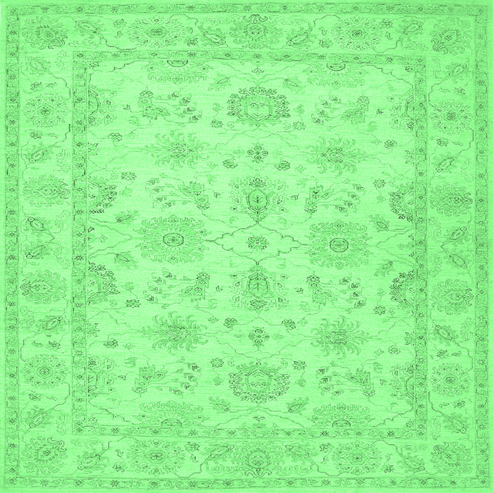 Square Machine Washable Oriental Emerald Green Traditional Area Rugs, wshtr1506emgrn