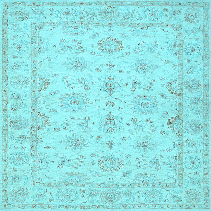 Square Machine Washable Oriental Light Blue Traditional Rug, wshtr1506lblu