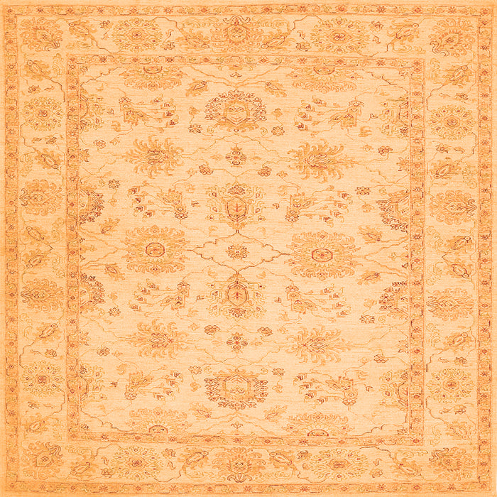 Round Machine Washable Oriental Orange Traditional Area Rugs, wshtr1506org