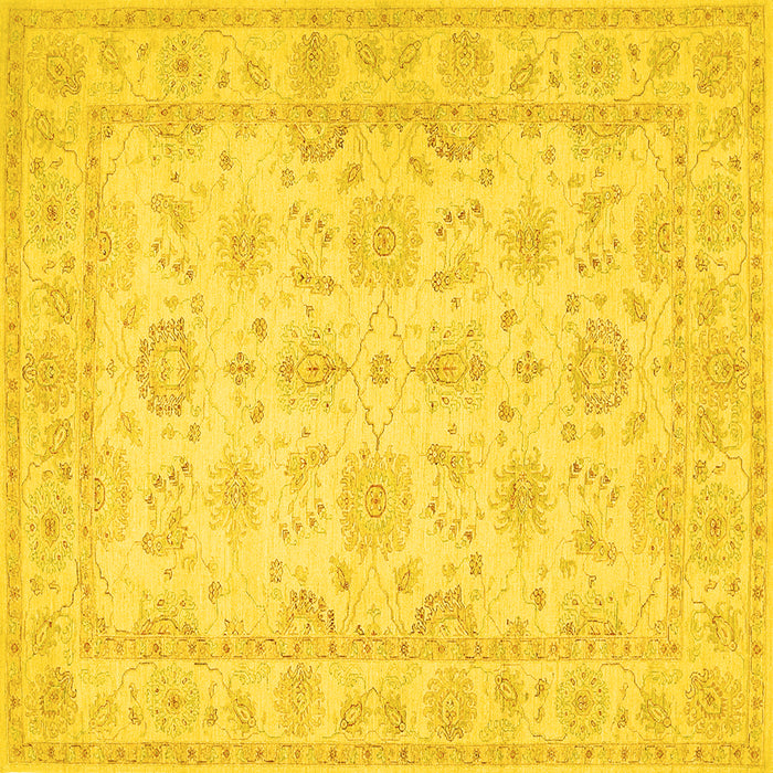 Square Machine Washable Oriental Yellow Traditional Rug, wshtr1506yw