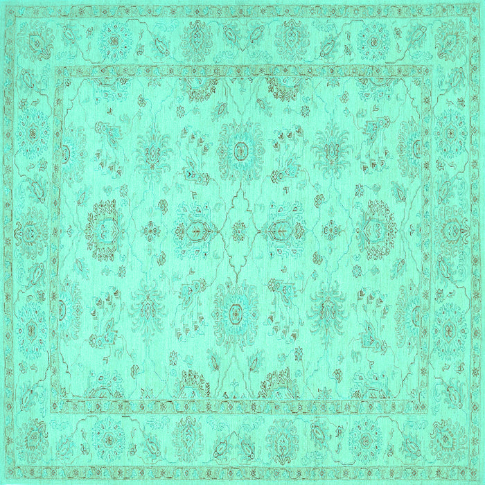 Square Oriental Turquoise Traditional Rug, tr1506turq
