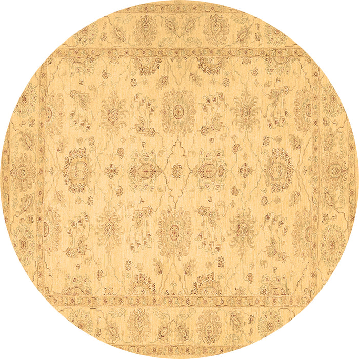 Round Oriental Brown Traditional Rug, tr1506brn