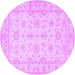 Round Oriental Purple Traditional Rug, tr1506pur