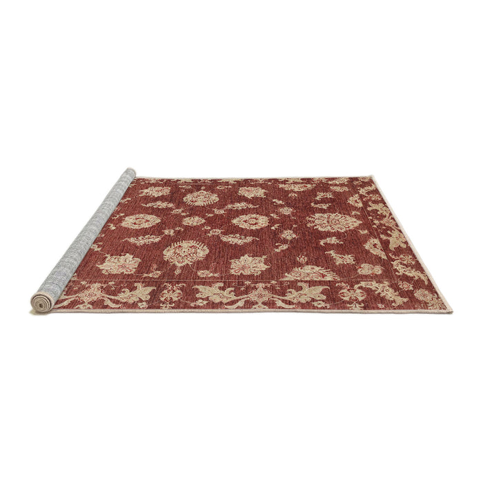 Sideview of Machine Washable Traditional Orange Rug, wshtr1507