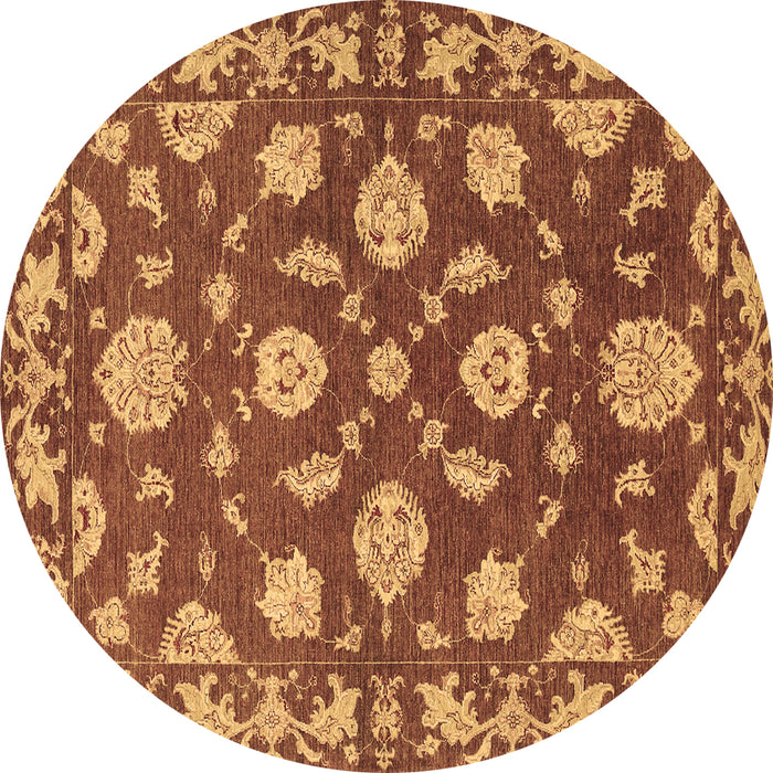 Round Machine Washable Persian Brown Traditional Rug, wshtr1507brn