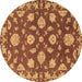 Round Machine Washable Persian Brown Traditional Rug, wshtr1507brn