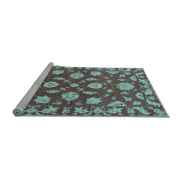 Sideview of Machine Washable Persian Light Blue Traditional Rug, wshtr1507lblu