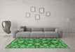 Machine Washable Persian Emerald Green Traditional Area Rugs in a Living Room,, wshtr1507emgrn