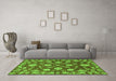 Machine Washable Persian Green Traditional Area Rugs in a Living Room,, wshtr1507grn