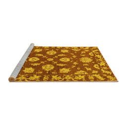 Sideview of Machine Washable Persian Yellow Traditional Rug, wshtr1507yw