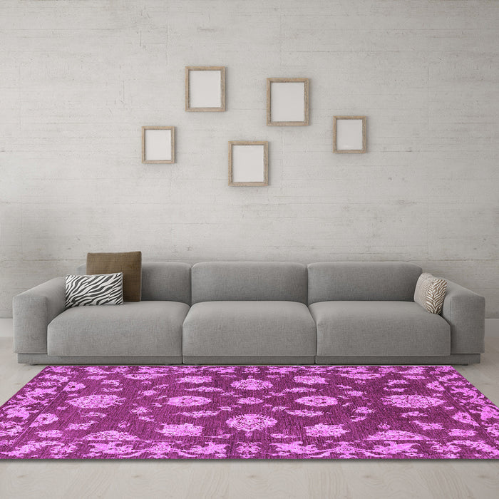 Machine Washable Persian Purple Traditional Area Rugs in a Living Room, wshtr1507pur