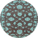 Round Persian Light Blue Traditional Rug, tr1507lblu