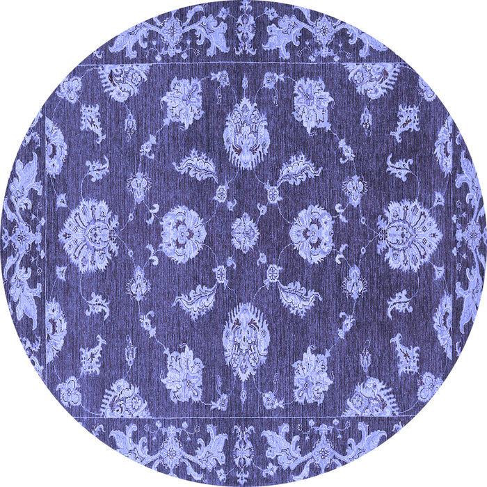 Round Persian Blue Traditional Rug, tr1507blu